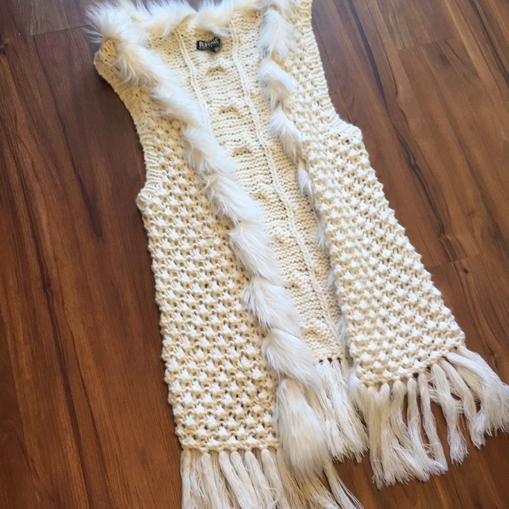 Buffalo by David Bitton White Crochet Vest S